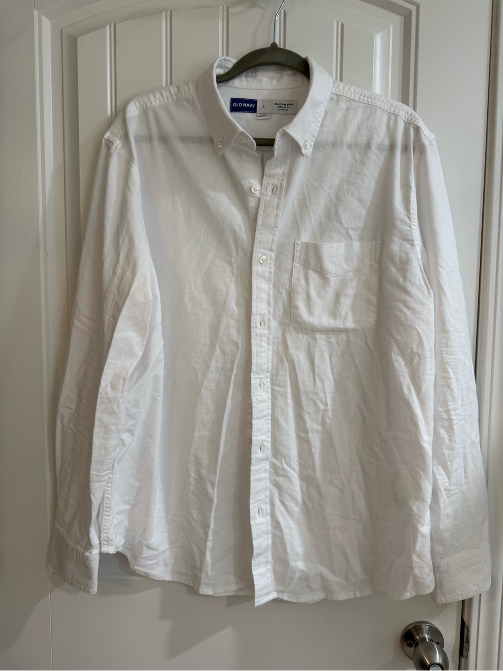 Old Navy Men's White Button-Down Shirt with Chest Pocket